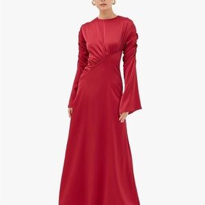 Orire Long Sleeve Red Maxi Dress